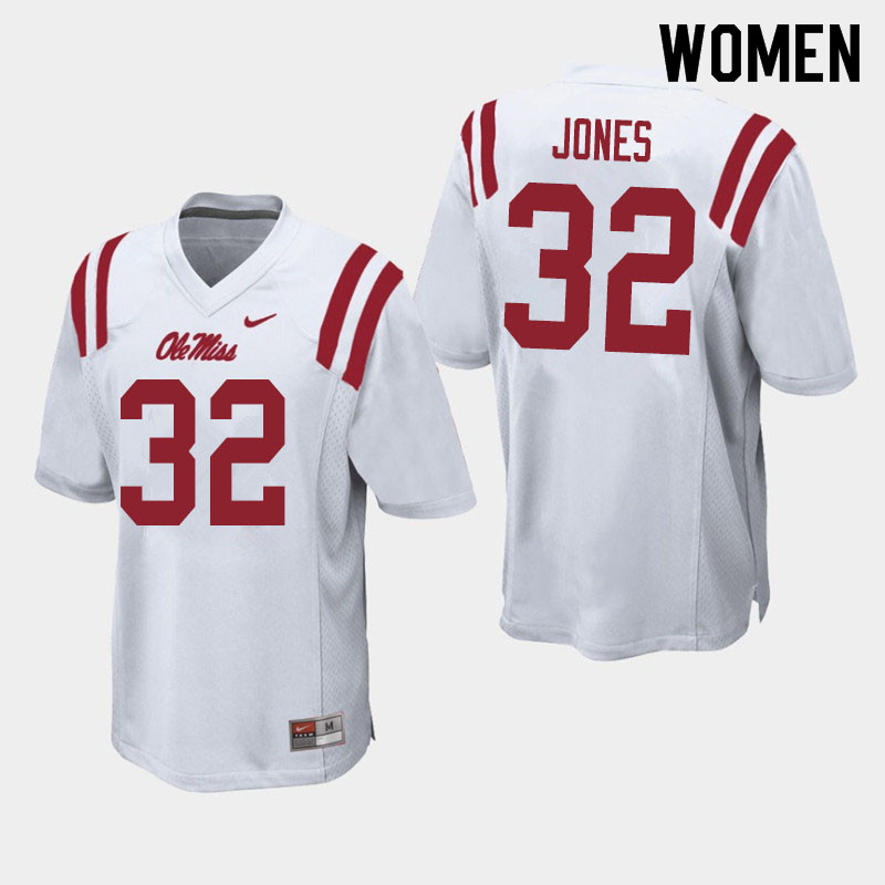 Women #32 Jacquez Jones Ole Miss Rebels College Football Jerseys Sale-White